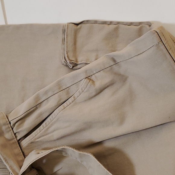 Tan high rise elasticized waist slash pockets cargo pockets cotton joggers - Picture 7 of 10